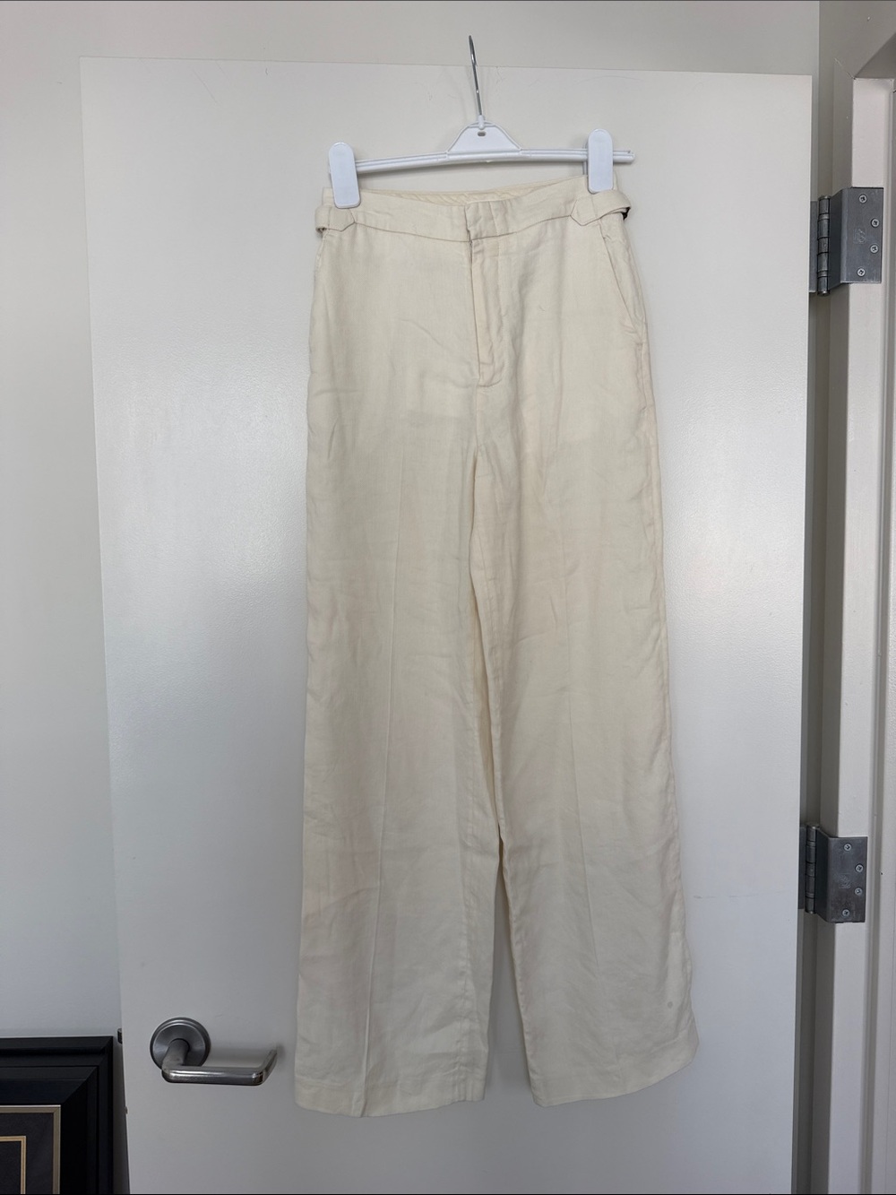 Billy Reid Cream Wide-Leg Linen Blend Pants